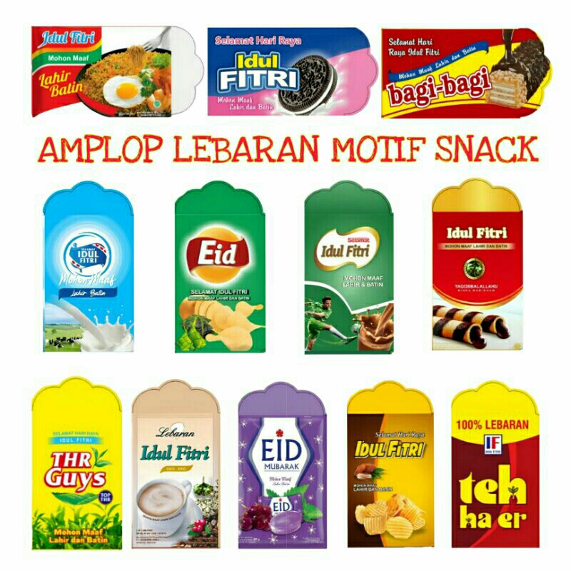 

Amplop lebaran motif snack ( 50 lembar)