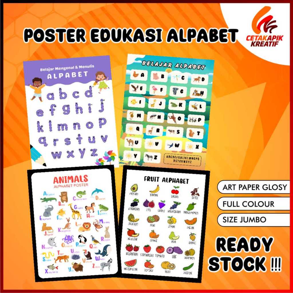 

Cetak Poster Edukasi Anak Aesthetic Tema Alfabet Buah-Buahan Dan Hewan TERMURAH