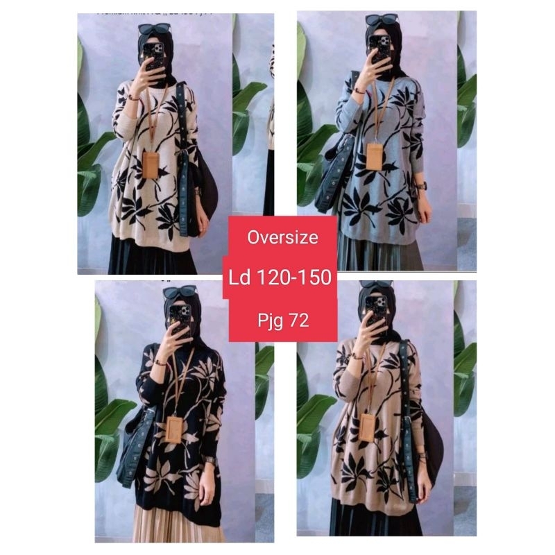 Atasan rajut wanita motif jumbo big size/blus rajut kotak jumbo import real pict