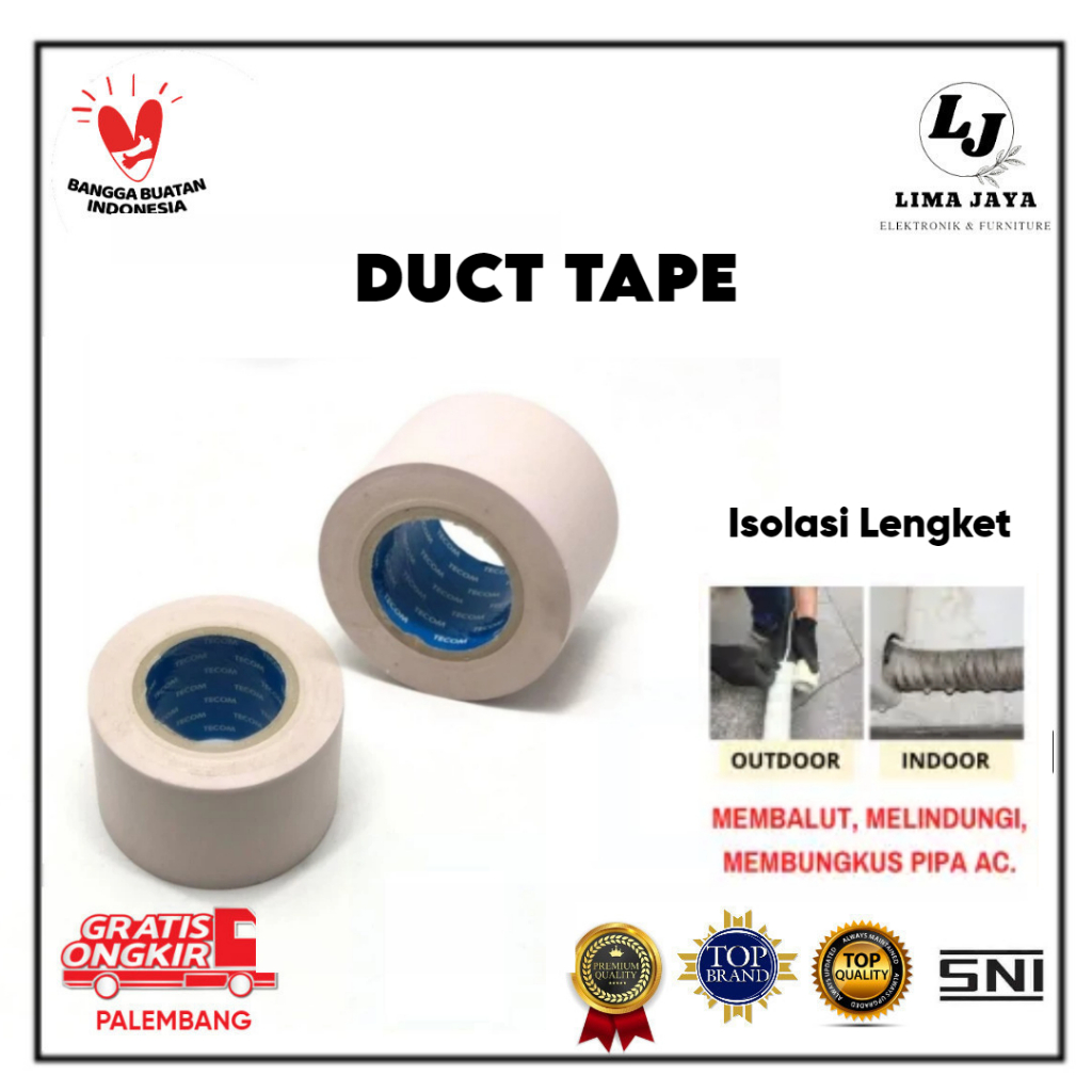 Ductape Lem Lengket Pembungkus Pipa AC Tecom Isolasi Lengket Tecom