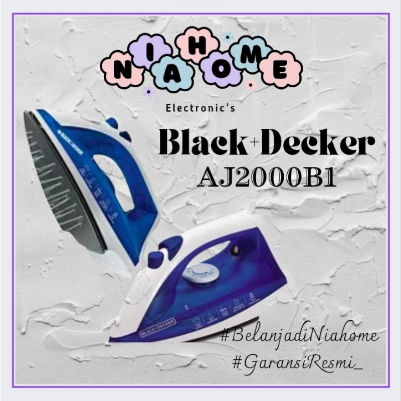 Setrika Uap Otomatis Black+Decker AJ2000B1, Kapasitas 200ml, Warna Biru