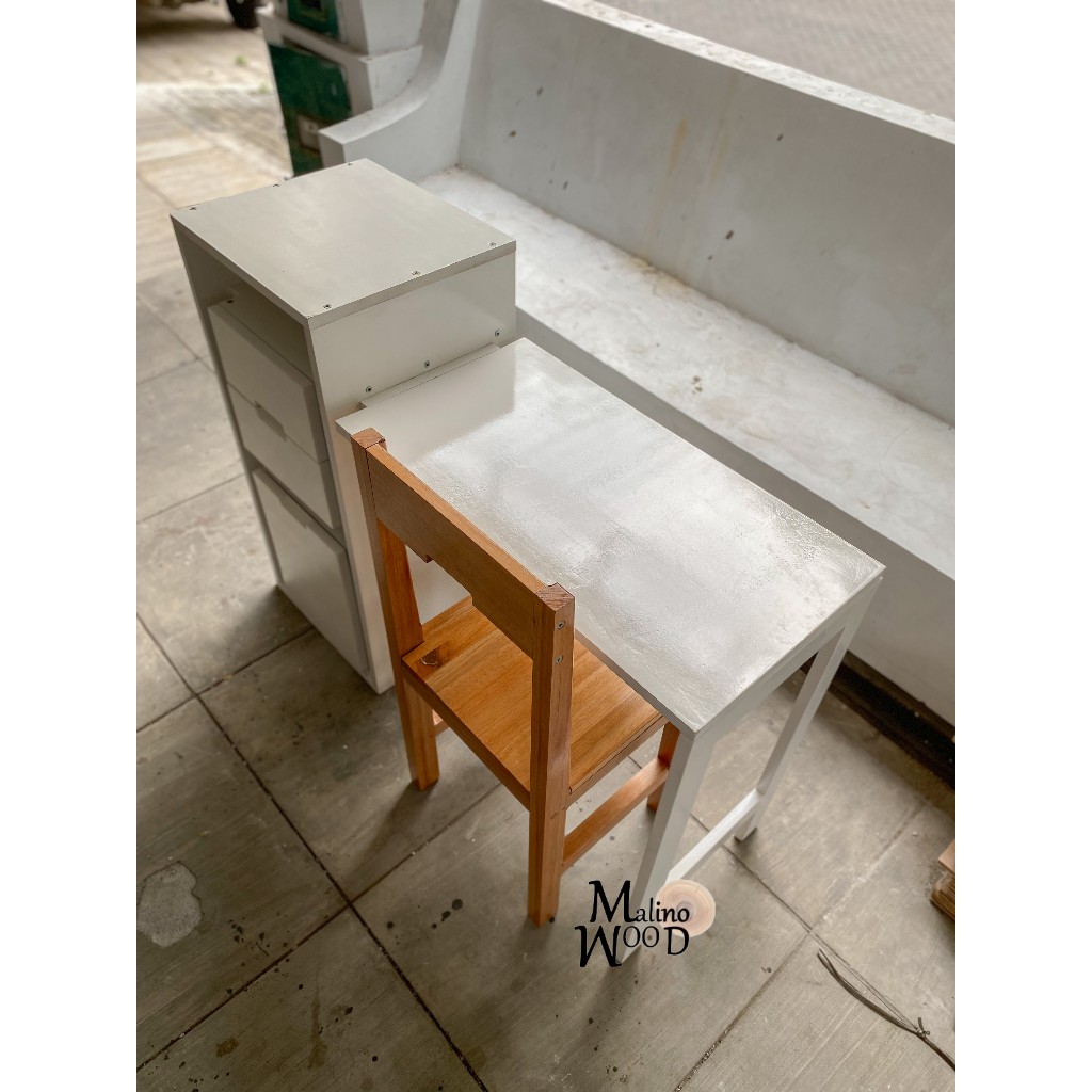 MKS-01 Meja kursi lipat lemari drawer laci set meja belajar nakas