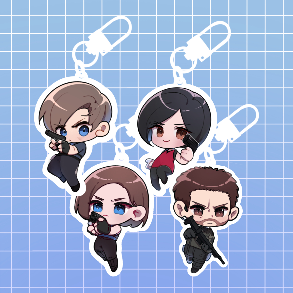 Resident Evil Acrylic Keychain Leon Kennedy Ada Wong Jill Valentine Chris Redfield