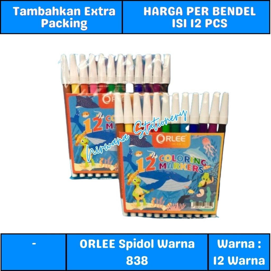

Orlee Spidol Warna 12 Warna 838 Coloring Markers