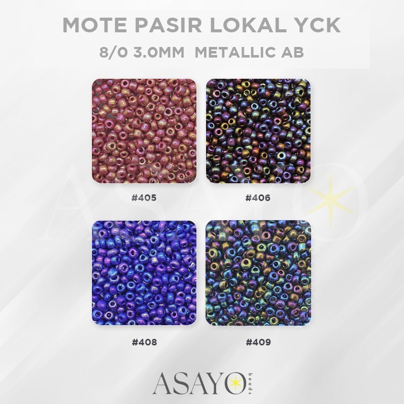 Mote YCK 8/0 Ceylon Metallic AB Round Glass Beads Manik Pasir, 450gram