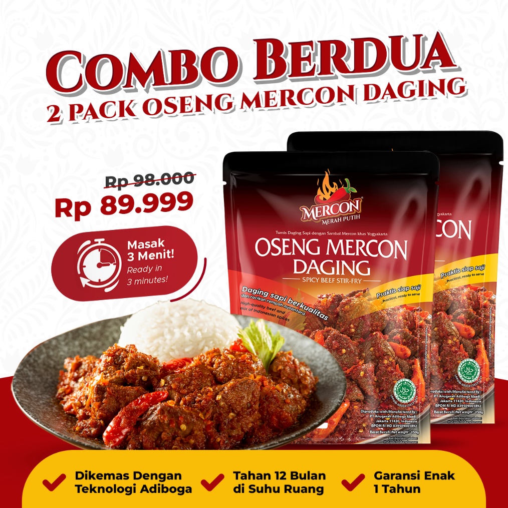 

1212 Promo Mercon Merah Putih Hemat Combo Berdua 2 x Oseng Mercon Daging buruan