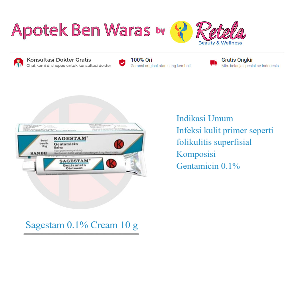 Sagestam 0.1% Cream 10 g / Gentamicin