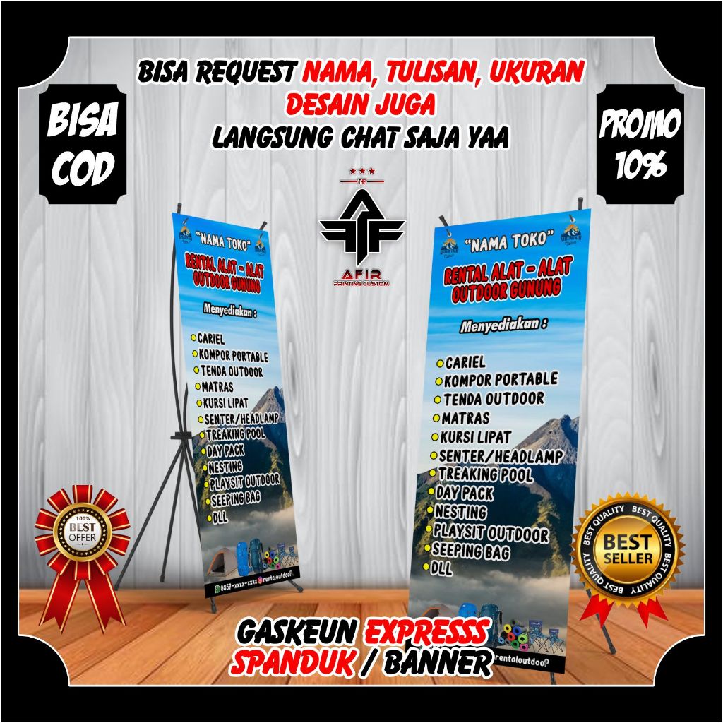 SPANDUK / BANNER SEWA ALAT CAMPING OUTDOOR