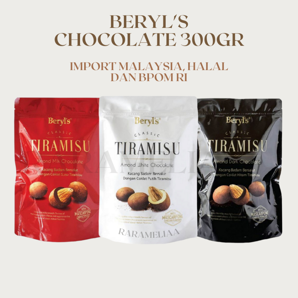 

300gr BERYL'S TIRAMISU CHOCOLATE ALMOND/ COKLAT ALMOND BERYLS IMPORT MALAYSIA, HALAL, BPOM RI. KEMASAN 300 GRAM OLEH OLEH MALAYSIA cokelat lebaran beryls 300 gram 300gram