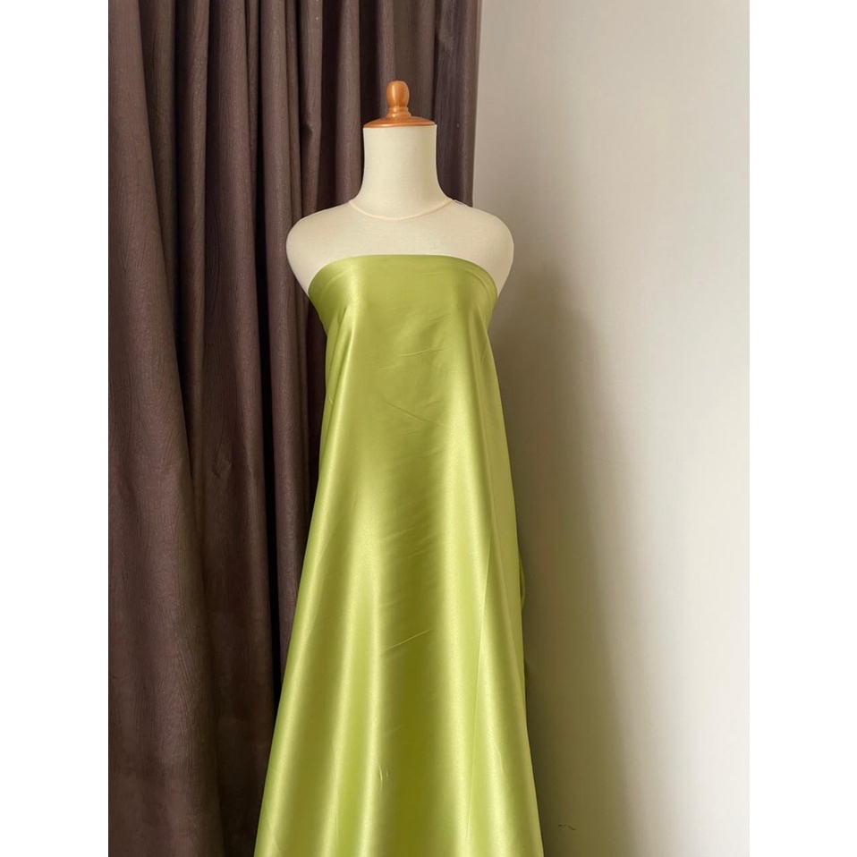 Bahan Kain Satin Velvet Premium Meteran Grade A Murah Mewah Warna Hijau Lime