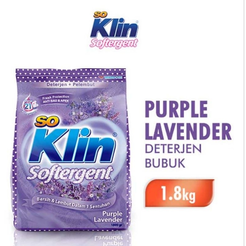 SoKlin Softergent Detergen Bubuk Purple Lavender 1,8 kg