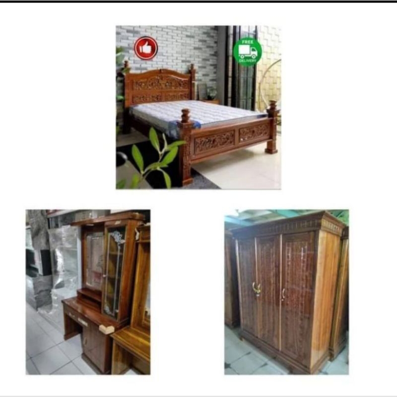paket 1 set kamar jati paket besanan furniture jati paket serserahan furniture jati