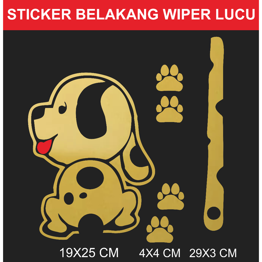 Stiker Wiper Belakang Mobil Lucu Motif Anjing/Stiker Wiper Lucu