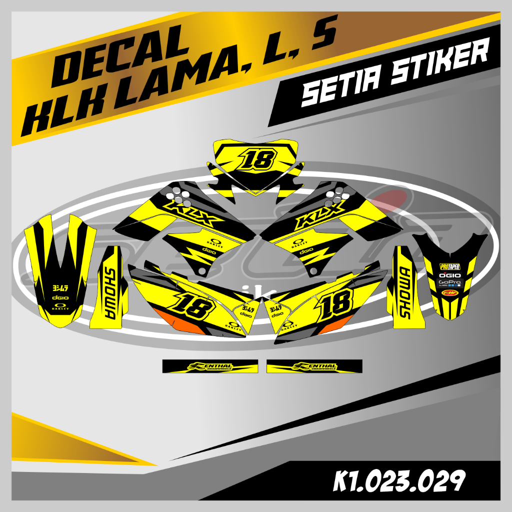 DECAL KLX LAMA, L, S, DTRACKER LAMA, KUNING, SUPERMOTO, TRAIL, DESAIN BEBAS CUSTOM BARU (K1.023.029)