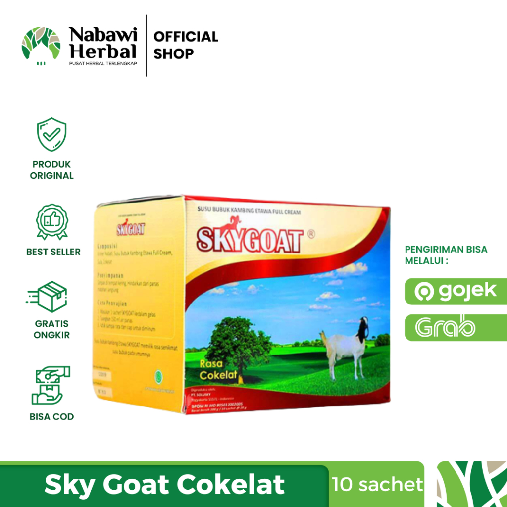 

SKY GOAT Susu Kambing Susu Kambing Etawa Bubuk Full cream Propolis Coklat Ori | 1 box 10 sachet @ 20 gram