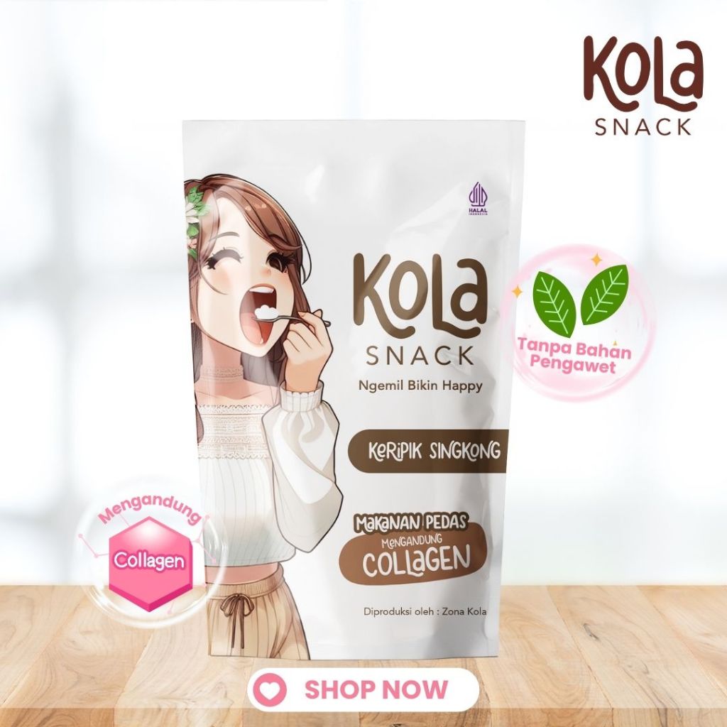 

Kola Snack Singkong / Cemilan Mengandung Kolagen Kripik Keripik Singkong Pedas Gurih Daun Jeruk