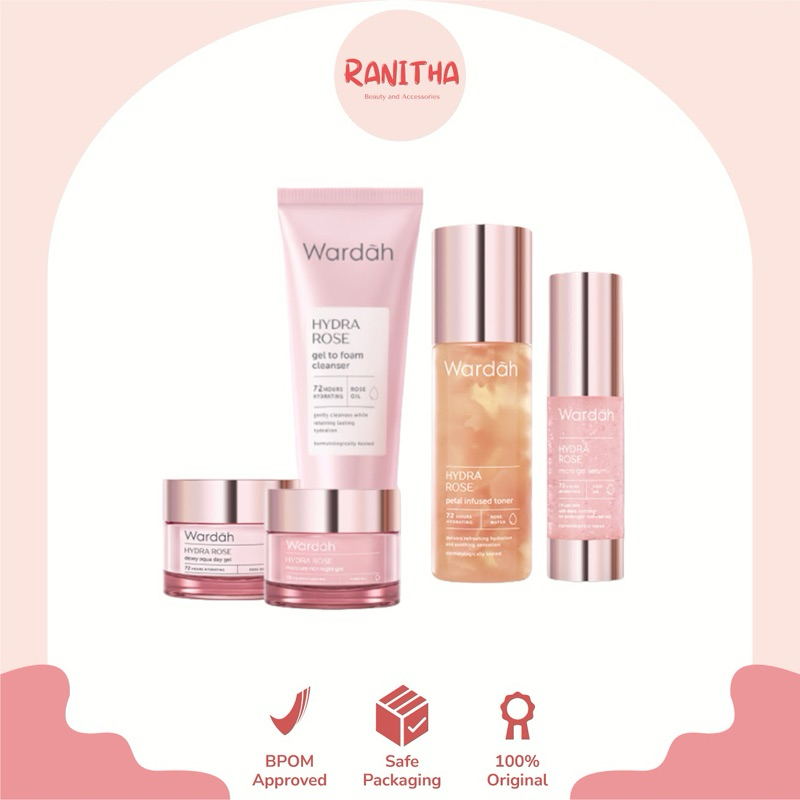 WARDAH HYDRA ROSE SERIES CLEANSER - MOISTURIZER DAY NIGHT CREAM - SERUM - TONER