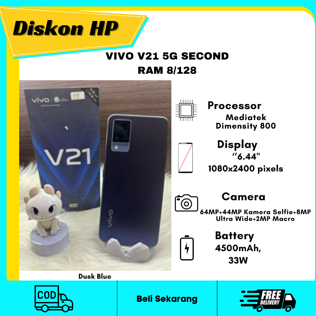 VIVO V21 RAM 8/128 ORIGNAL VIVO-Dusk Blue