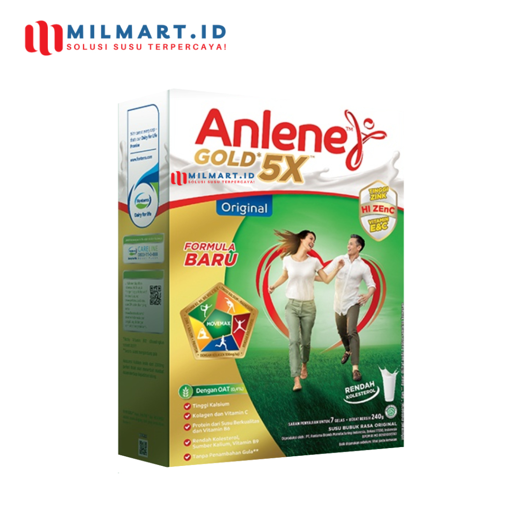 

ANLENE GOLD 5X ORIGINAL 240 G SUSU NUTRISI SUSU LANSIA SUSU BUBUK ORANG TUA