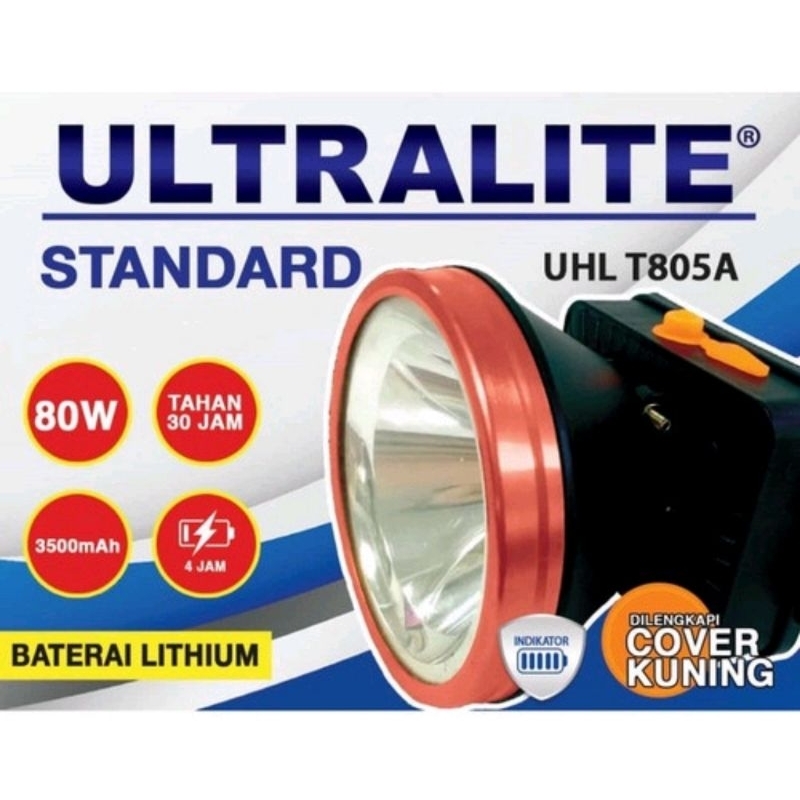 senter kepala ultralite/Senter kepala cas LED 80watt lithium uhl