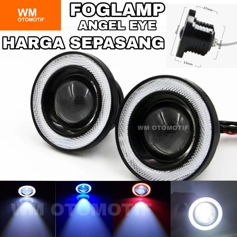 SEPASANG Lampu Tembak 2 PCS Foglamp Depan LED Daymaker kabut 89mm 3.5 Inch 76mm 3 Inch Angel Eyes DR