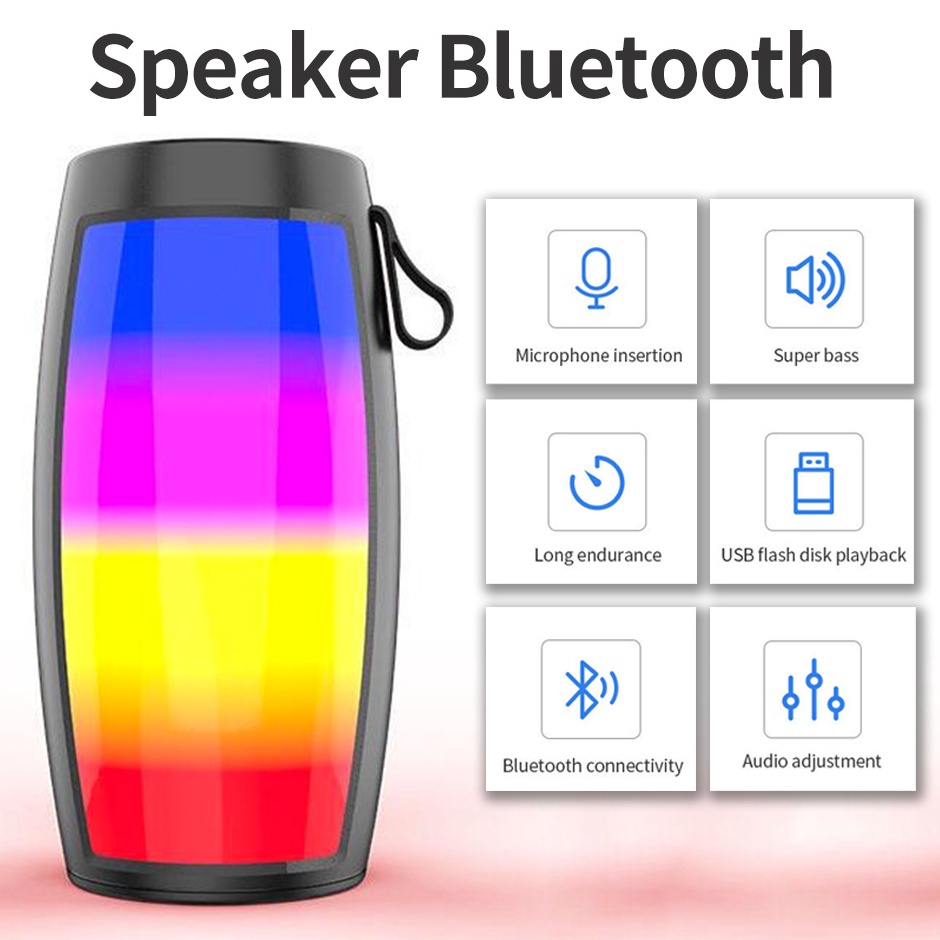 SKCBO Speaker Bluetooth Super Bass spiker blutut Lampu LED RGB Speker bloetooth Wireless Portable