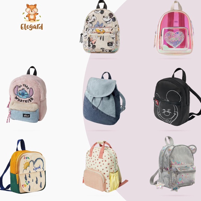 Star Seller Zara Kids Backpack  tas anak zara tas ransel anak minnie mickey snoopy dino