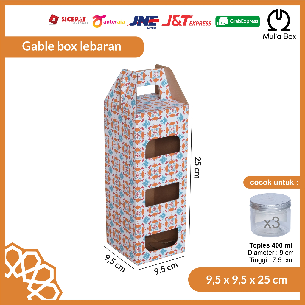 

Kardus Lebaran Idul Fitri Gable Box 9,5 x 9,5 x 25 cm Mosque Mosaic (ISI 5PCS) / Dus Parcel Hampers Toples Kue Kering Kado Bingkisan Corrugated Box