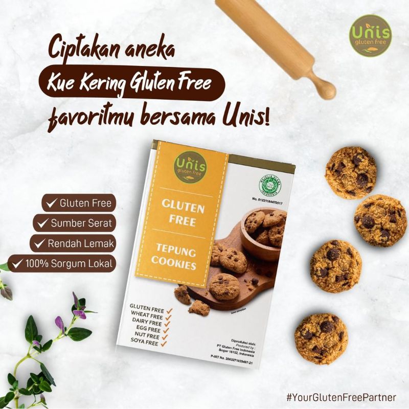

UNIS Gluten Free Tepung Cookies 500 g | Cookies Flour Gluten Free | Kue Kering Bebas Gluten