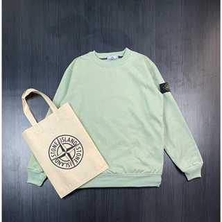 FREE TOTEBAG !! Sweater Hoodie Crewneck S.I Hijau Mint Premium Unisex Bahan Tebal