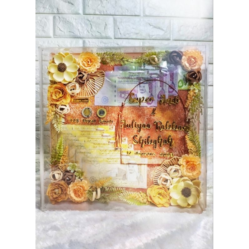 MAHAR UANG RIYAL,MAHAR AKRILIK,MAHAR WARNA COKLAT,MAHAR RUSTIK