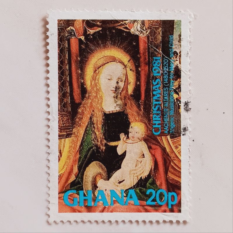 

(AA) Perangko Ghana 1981 Christmas 1981 - Details from Paintings - "Angelic Musicians play for Mary and Child" (A. Altares) 20 pesewa Used