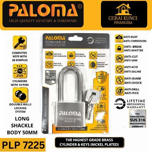 PALOMA PLP 7225 Gembok Ultramarine SUS 316 50mm - Long Shackle