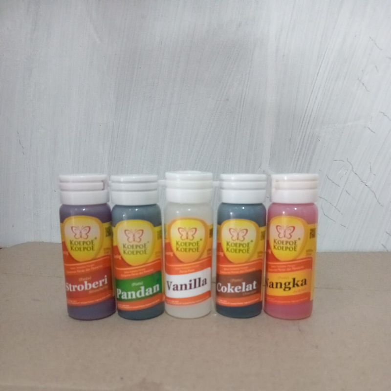 

Perisa cap koepoe koepoe 25ml ( strowberi, pandan, vanilla, cokelat, nyangka)