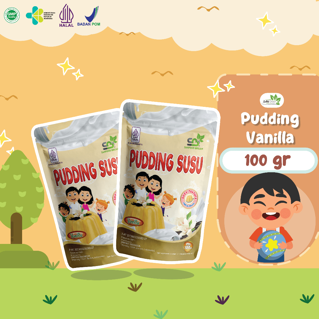 

SANFOOD BRILIAN Puding Susu Vanilla Agar Agar Dessert Camilan 100gr