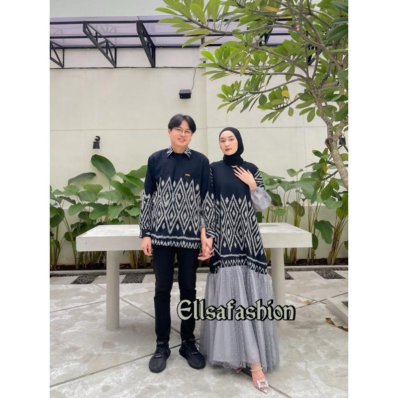 READY STOK BAJU TENUN ETNIK SET COUPLE DRESS DAN KEMEJA BAJU KONDANGAN,GAMIS MUSLIMAH,BAJU LEBARAN