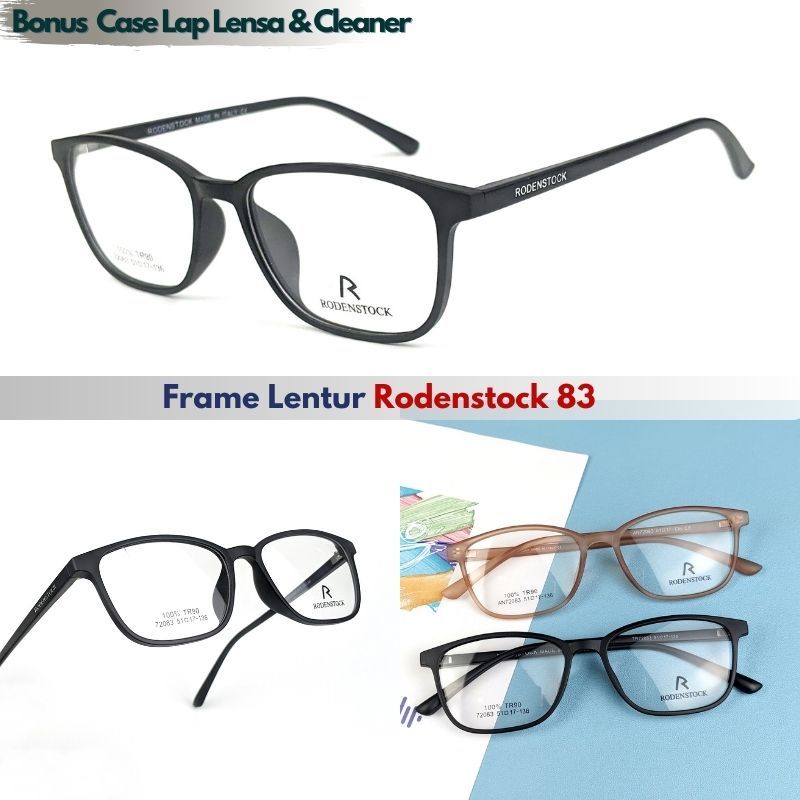 Frame Kacamata Lentur Pria Wanita | Frame Rodenstock 72083 Lensa Minus Anti Radiasi Photocromic Blue