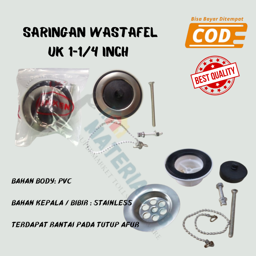 Afur / Bibir Saringan Wastafel Stainless/Saringan bak cuci piring UKURAN 1-1/4 inch, 1-1/2 inch