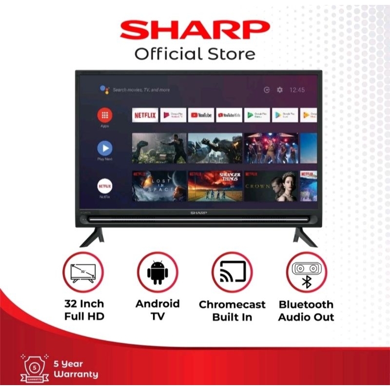 LED TV Sharp 32 Inch Smart Android 2T-C32BG/EG GARANSI RESMI