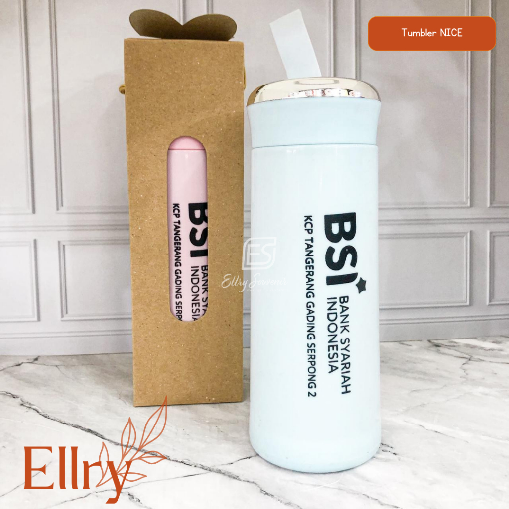 Souvenir Tumbler NICE Kemas Box Coklat Polos ( + custom sablon )