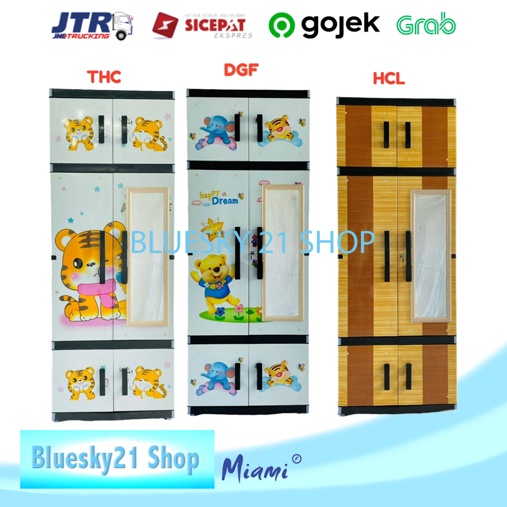 LEMARI ANAK RAK GANTUNG STICKER KACA / LEMARI PLASTIK GANTUNG JUMBO DENGAN KACA / LEMARI PAKAIAN ANA
