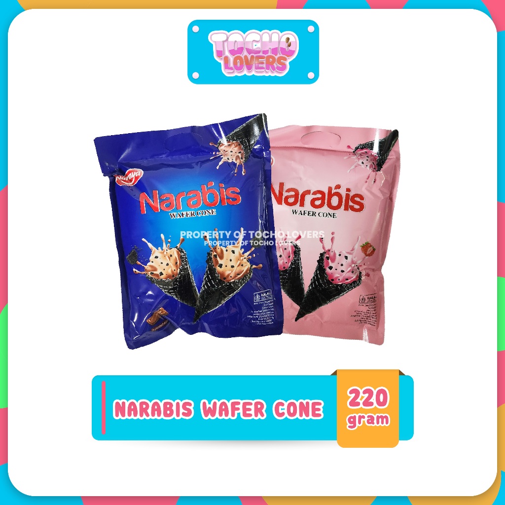 

Naraya narabis wafer cone dengan cream stroberi dan coklat 220gr