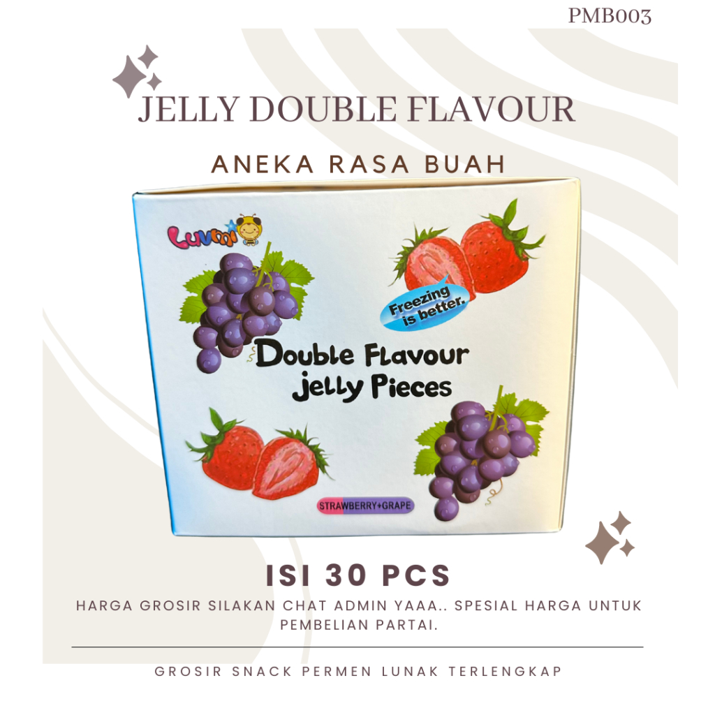 

Jelly Double Flavour Permen Lunak Import kekininan Isi 30 Pcs