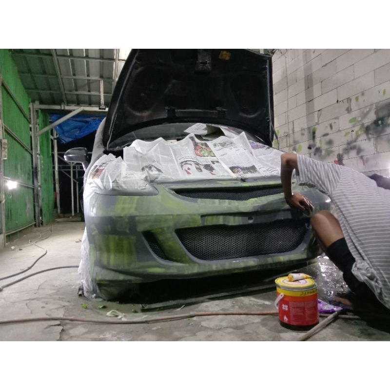 Bemper Jazz Vtec Mmc depan bahan duraflex plus jaring plastik.