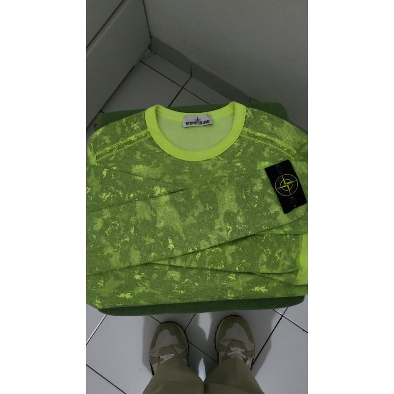 original Stone Island Spring/summer 016- Green lime camo crewneck
