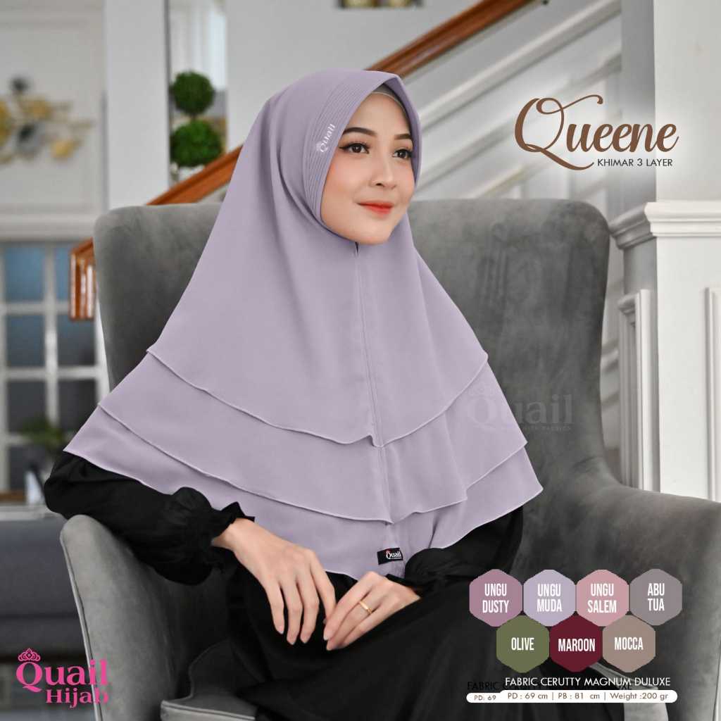 Queene Khimar 3Layer Original Quail Hijab Khimar Tumpuk Quail Khimar Ceruty Quail Queene Quail