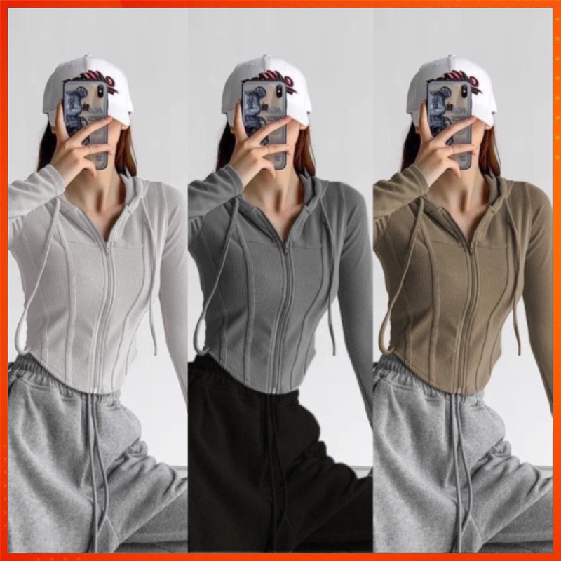 PARIROO JAKET ZIPPER CROP KNIT ZHAERIN / JAKET ZIPPER RAJUT WANITA / JAKET KNIT WANITA CROP / JAKET 