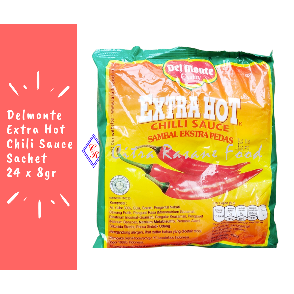

Delmonte Saus Sambal Extra Pedas / Extra Hot Chilli Sauce Sachet Isi 24 x 8gr
