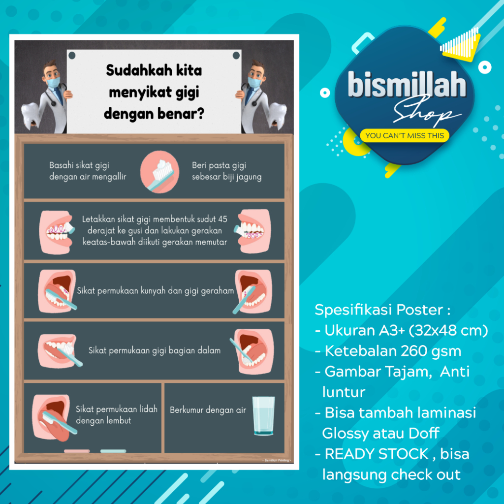 Poster kesehatan sikat gigi yang benar efektif menggosok Gigi