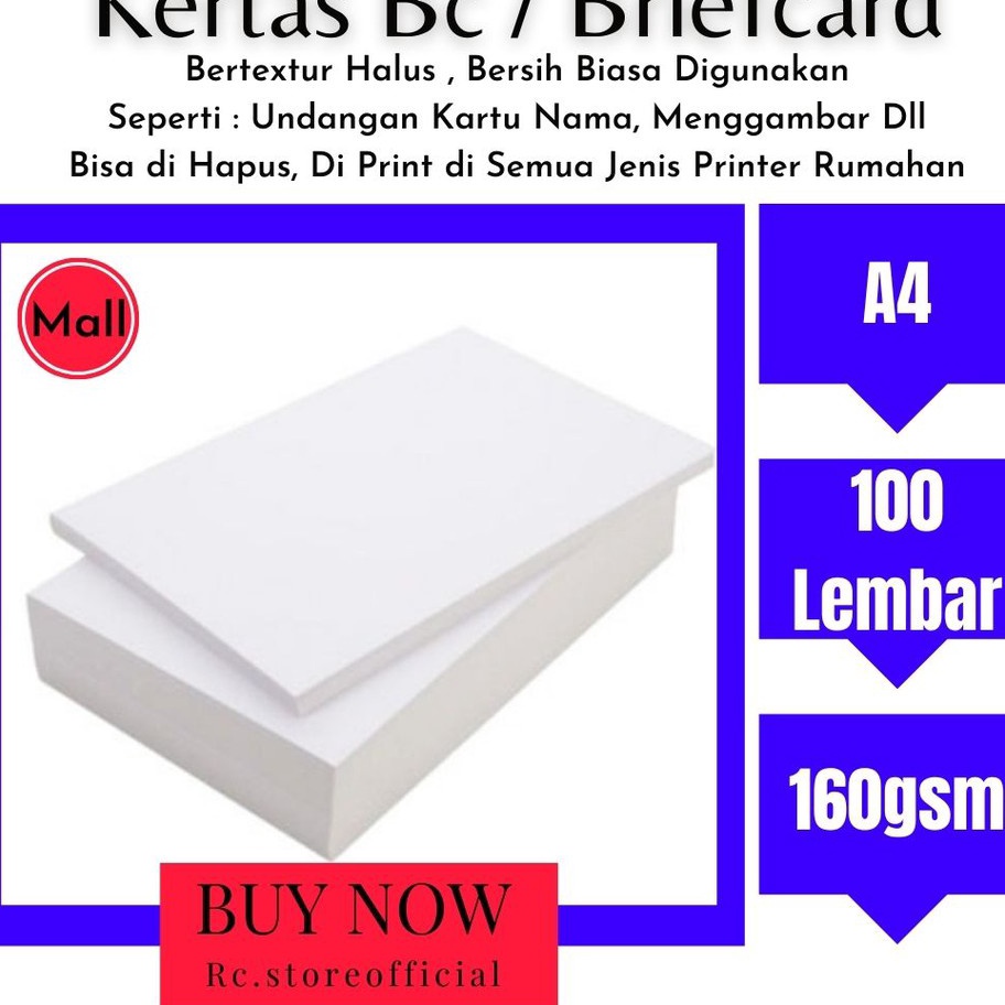 

Penjualan TerbaikCOD 1 Lembar hight quality A4 Kertas Briefcard BC 16gsm putih